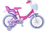 Prachtige roze Minnie Cutest Ever! 16 inch meisjesfiets met handremmen, gesloten kettingkast, reflectoren, afneembare zijwieltjes, verstelbaar zadel en stuur, poppenzitje en mandje, en een sterk frame voor veiligheid, comfort en langdurig plezier bij Fitmarktnl